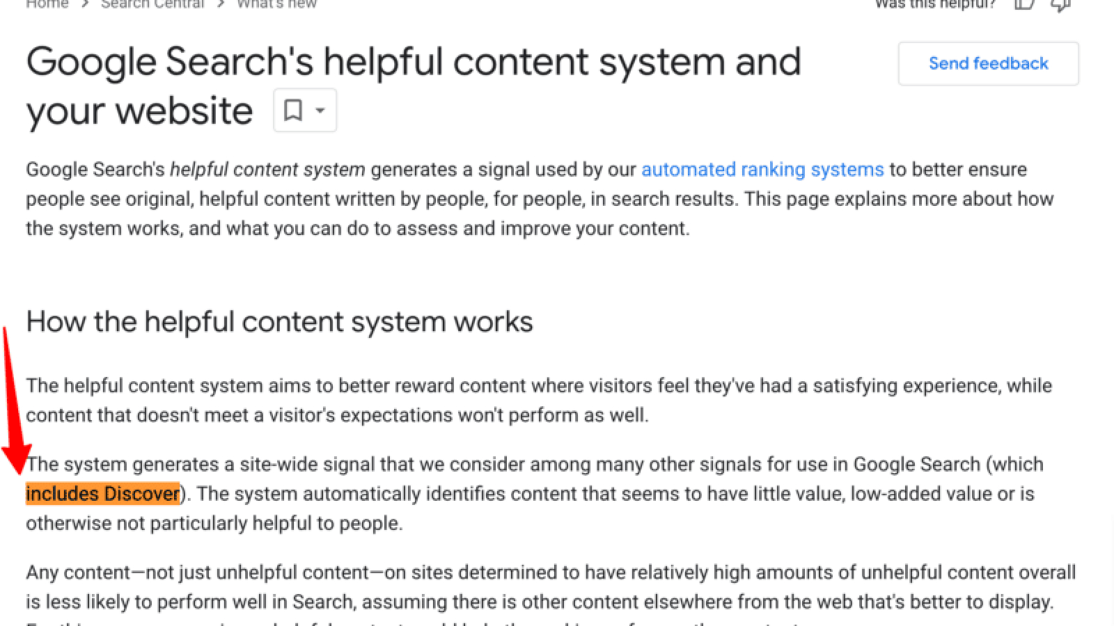 Google helpful content system can now impact Google Discover visibility